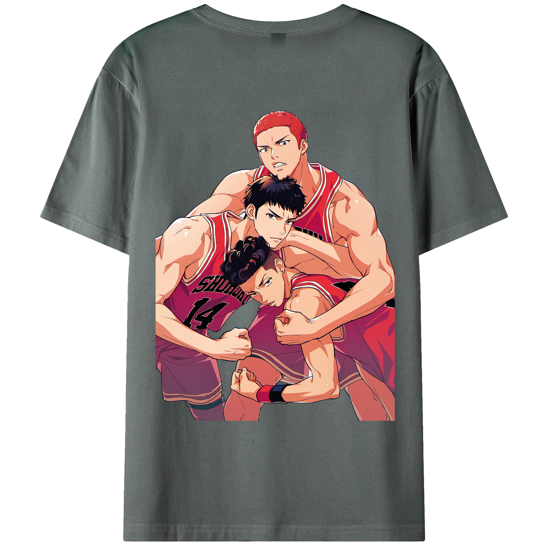 （画像用） SLAM DUNK／スラムダンク 綿100％ メンズ半袖Tシャツ（バックプリント） 通気性